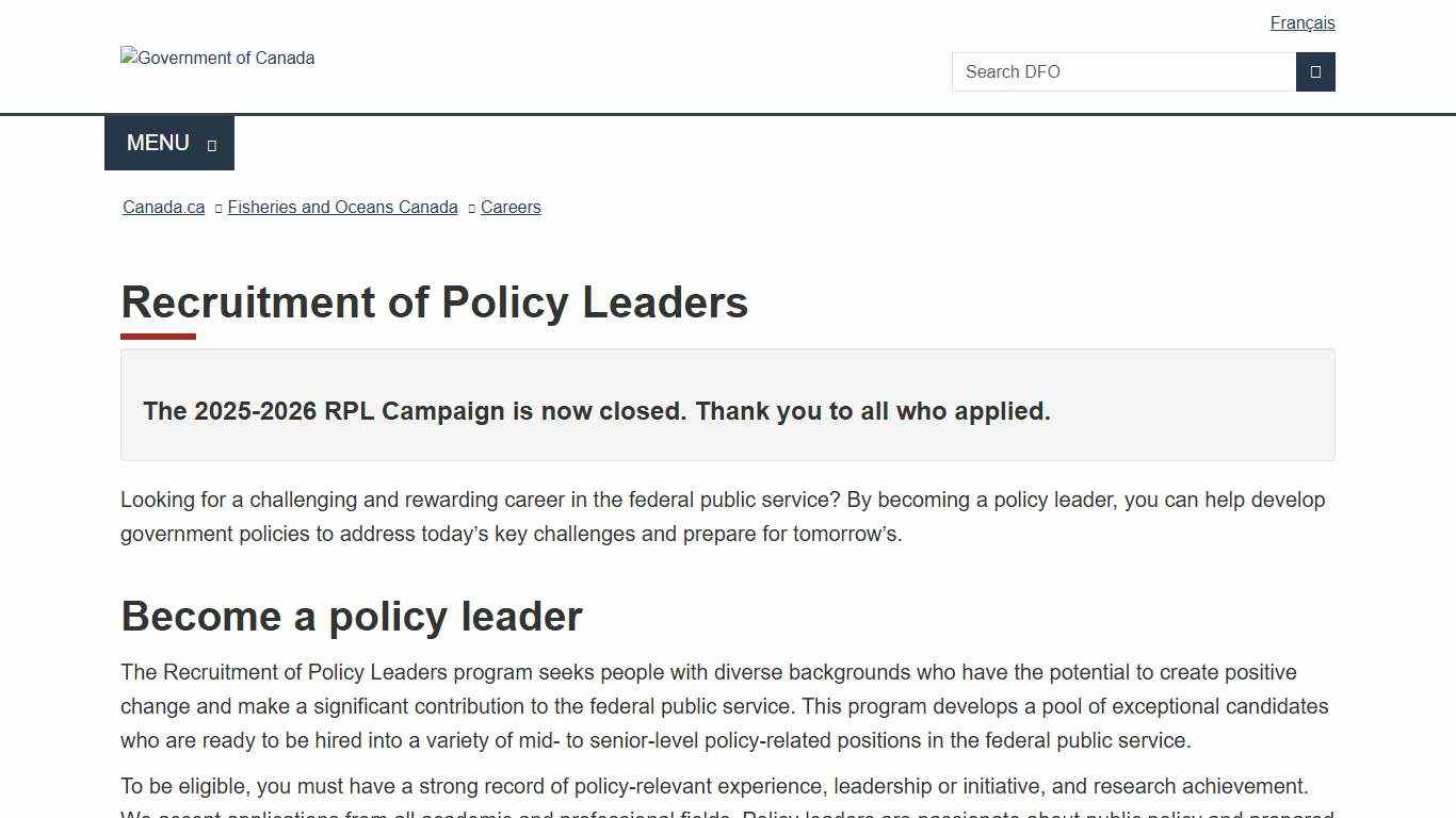 Recruitment of Policy Leaders